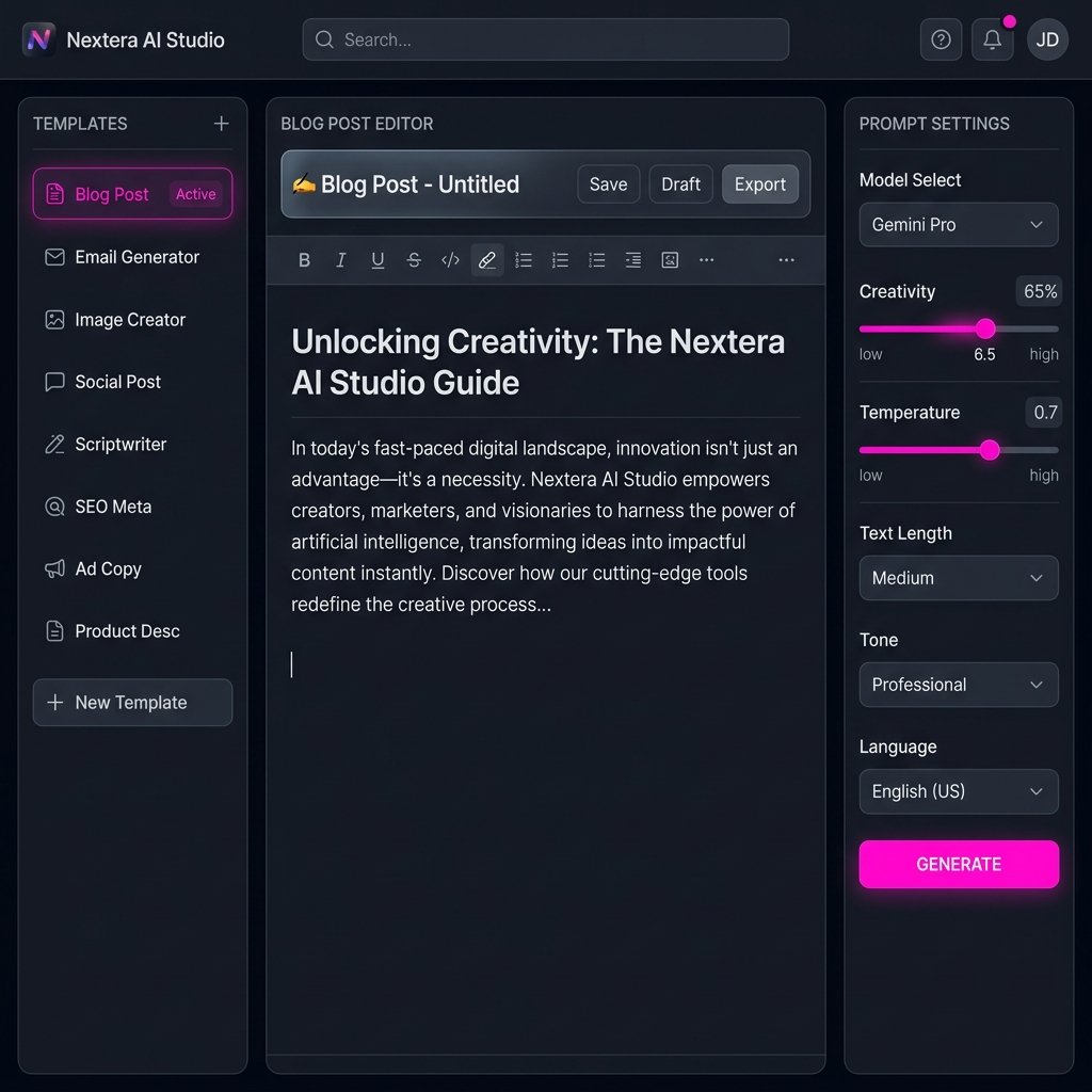 Nextera AI Studio Dashboard